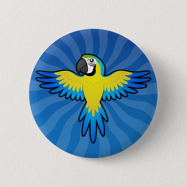 Cartoon Macaw / Parrot 6 Cm Round Badge (Front)