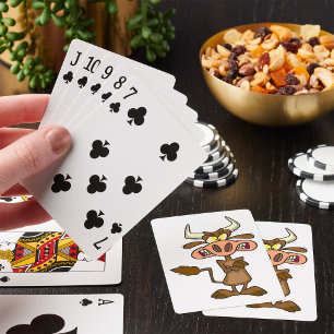 Cartoon Mad Cow Playing Cards