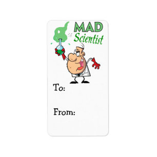 cartoon mad scientist label