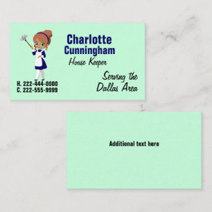 Cartoon Maid House Cleaning Business Card