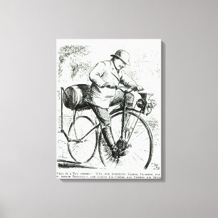 Cartoon making fun of the early days of Bicycles Canvas Print