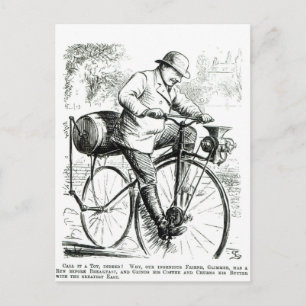 Cartoon making fun of the early days of Bicycles Postcard