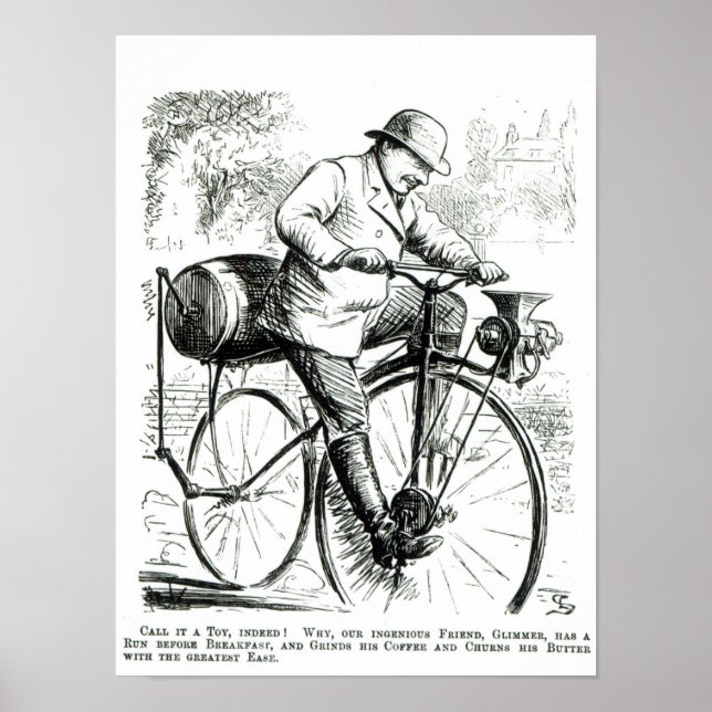 Cartoon making fun of the early days of Bicycles Poster (Front)