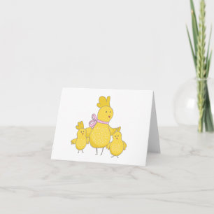 Cartoon Mama Hen with Chicks BLANK Card