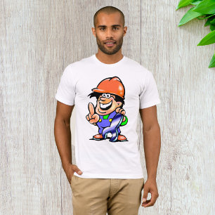 Cartoon Man In A Hard Hat Mens T-Shirt