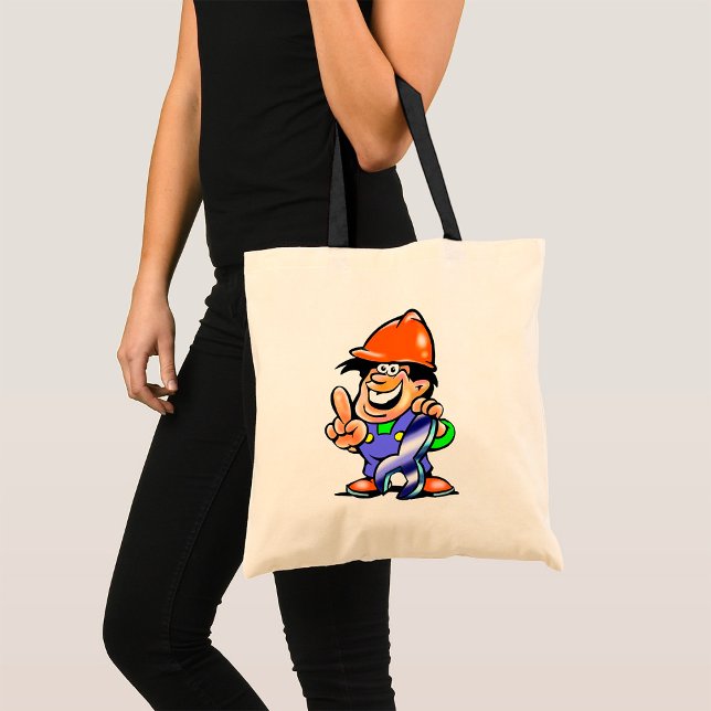 Cartoon Man In A Hard Hat Tote Bag (Creator Uploaded)