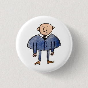 Cartoon Man in Blue Suit Business Salesman 3 Cm Round Badge