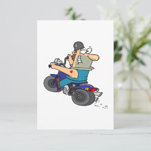 Cartoon Man On A Motorcycle Invitations