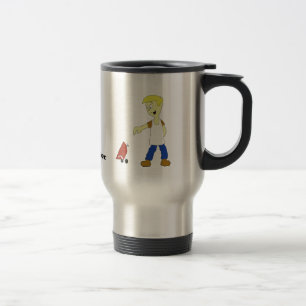 Cartoon Man With BBQ Grill Travel Mug