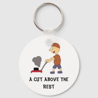 Cartoon Man With Lawnmower Key Ring