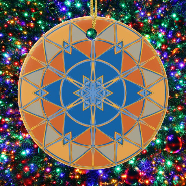 Cartoon Mandala Blue Orange and Yellow Ceramic Tree Decoration (Creator Uploaded)