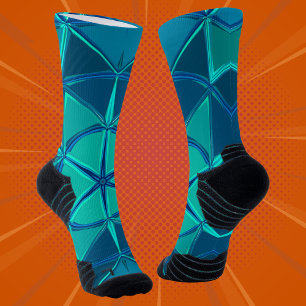 Cartoon Mandala Blue Socks