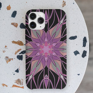 Cartoon Mandala Flower Black Purple an Pink Case-Mate iPhone Case