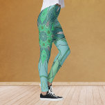 Cartoon Mandala Flower Blue and Green Leggings<br><div class="desc">This funky mandala flower design features blue and green in a cartoon style. Trippy geometric visuals for the modern hippie or lover of vibrant colours!</div>