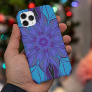 Cartoon Mandala Flower Blue and Purple Case-Mate iPhone Case