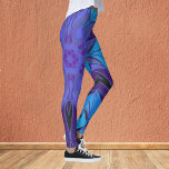 Cartoon Mandala Flower Blue and Purple Leggings<br><div class="desc">This funky mandala flower design features blue and purple in a cartoon style. Trippy geometric visuals for the modern hippie or lover of vibrant colours!</div>