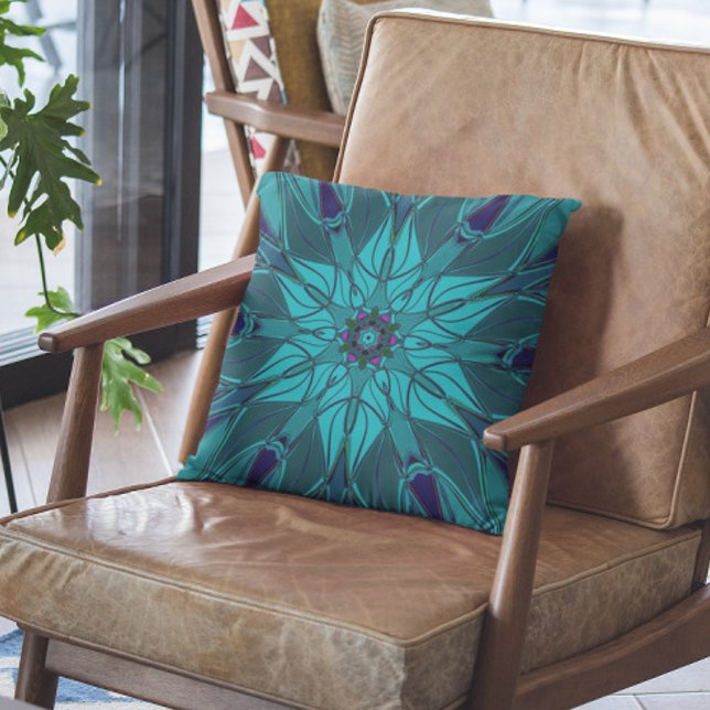 Cartoon Mandala Flower Blue Cushion (Creator Uploaded)