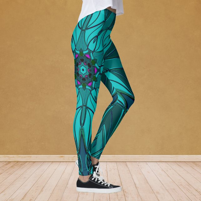 Cartoon Mandala Flower Blue Leggings (Creator Uploaded)