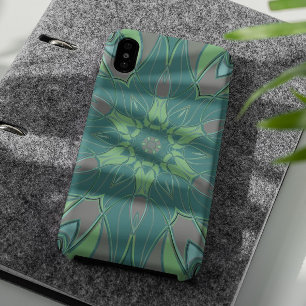 Cartoon Mandala Flower Green and Blue Case-Mate iPhone Case