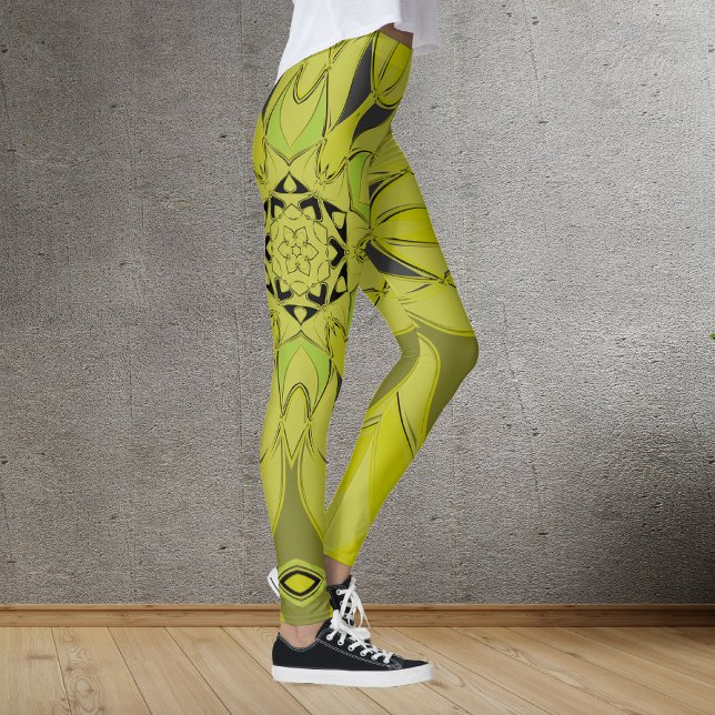 Cartoon Mandala Flower Green Leggings (Creator Uploaded)