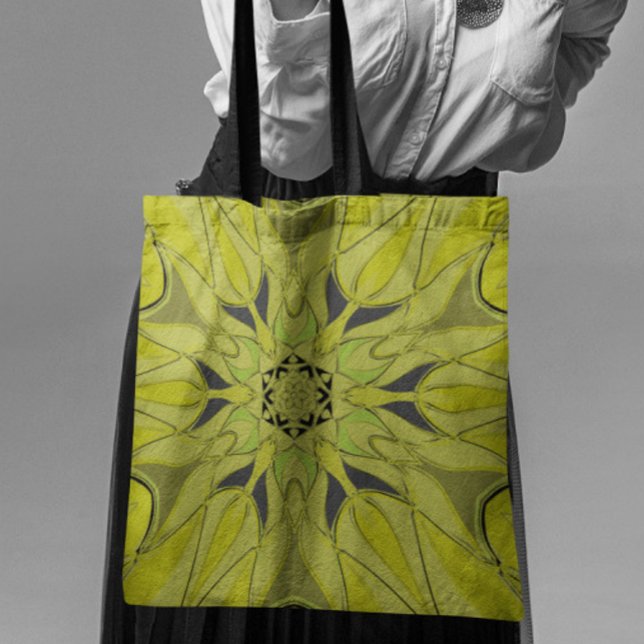 Cartoon Mandala Flower Green Tote Bag (Creator Uploaded)