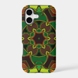 Cartoon Mandala Flower Green Yellow and Orange