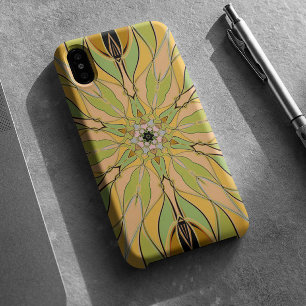 Cartoon Mandala Flower Green Yellow and Orange Case-Mate iPhone Case