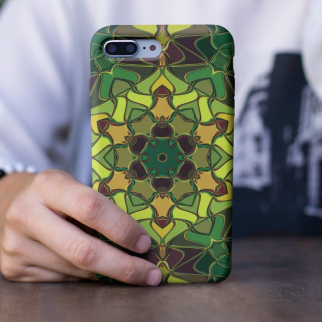 Cartoon Mandala Flower Green Yellow and Orange Case-Mate iPhone Case (Creator Uploaded)