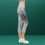 Cartoon Mandala Flower Grey Capri Leggings<br><div class="desc">This funky mandala flower design features grey in a cartoon style. Trippy geometric visuals for the modern hippie or lover of vibrant colours!</div>