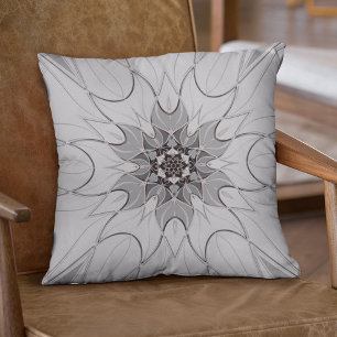 Cartoon Mandala Flower Grey Cushion