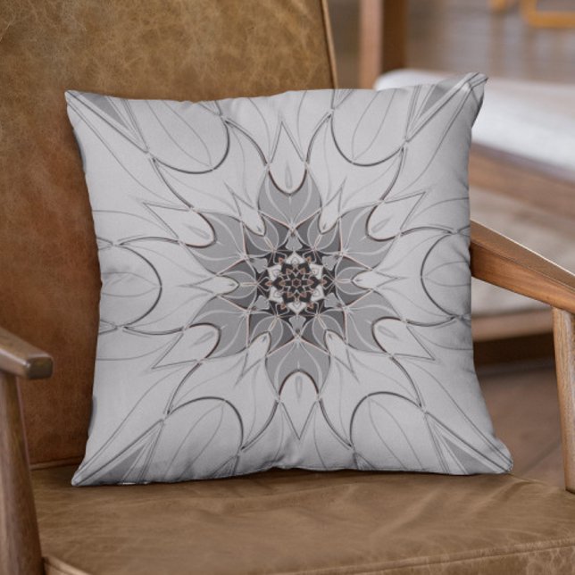 Cartoon Mandala Flower Grey Cushion (Creator Uploaded)