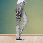 Cartoon Mandala Flower Grey Leggings<br><div class="desc">This funky mandala flower design features grey in a cartoon style. Trippy geometric visuals for the modern hippie or lover of vibrant colours!</div>