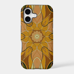 Cartoon Mandala Flower Orange and Green