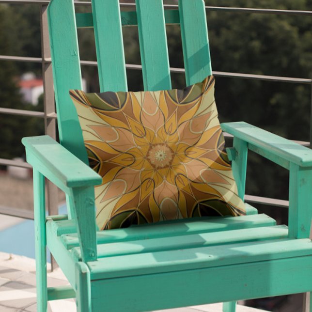 Cartoon Mandala Flower Orange and Green Cushion (Creator Uploaded)