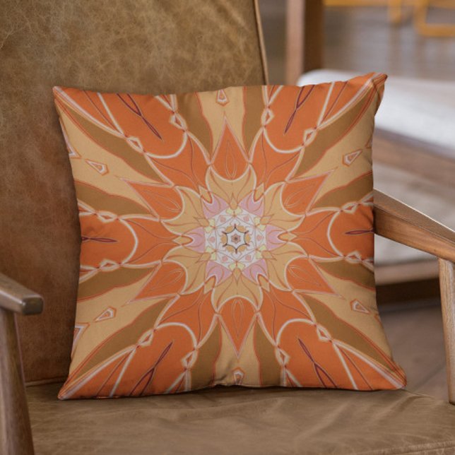 Cartoon Mandala Flower Orange and Pink Cushion (Creator Uploaded)