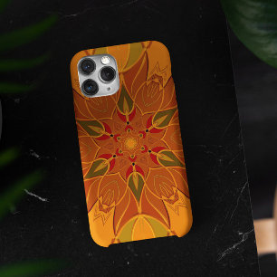 Cartoon Mandala Flower Orange and Red Case-Mate iPhone Case