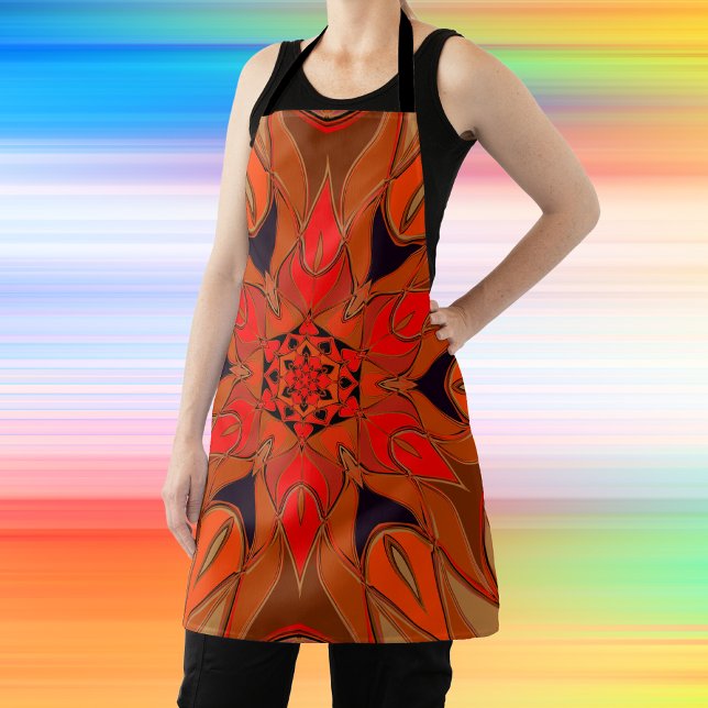 Cartoon Mandala Flower Orange Apron (Creator Uploaded)