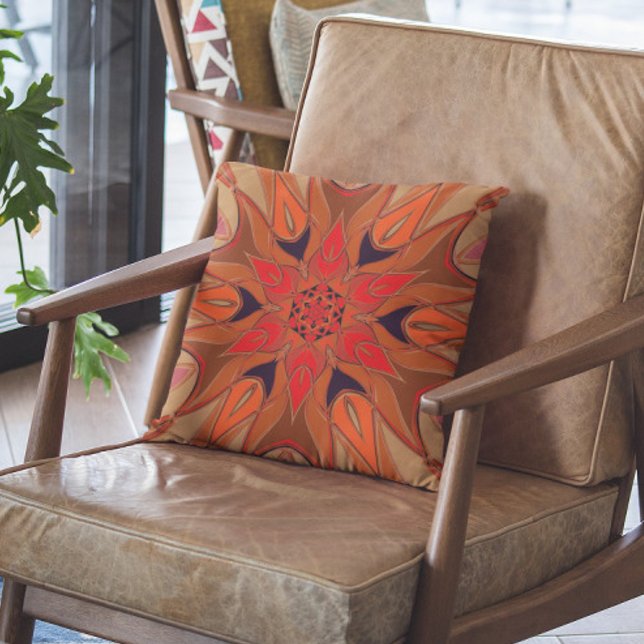Cartoon Mandala Flower Orange Cushion (Creator Uploaded)