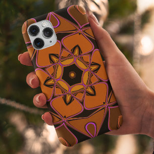 Cartoon Mandala Flower Orange Pink and Black Case-Mate iPhone Case