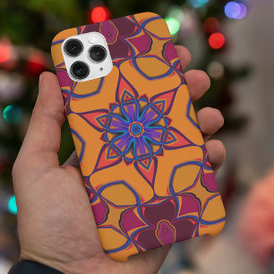 Cartoon Mandala Flower Orange Purple and Blue Case-Mate iPhone Case