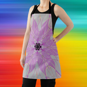 Cartoon Mandala Flower Pink and White Apron