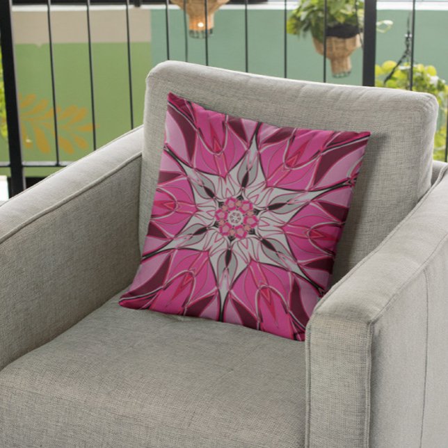 Cartoon Mandala Flower Pink and White Cushion (Creator Uploaded)