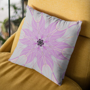 Cartoon Mandala Flower Pink and White Cushion