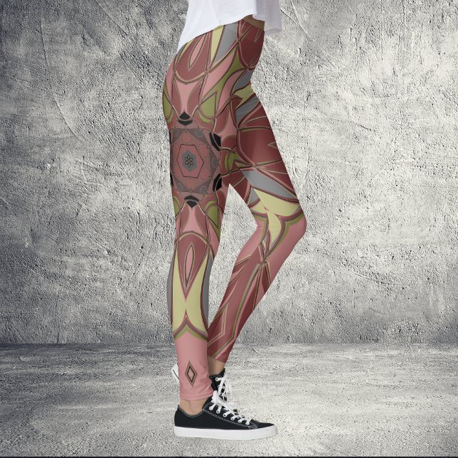 Cartoon Mandala Flower Pink and Yellow Leggings (Creator Uploaded)