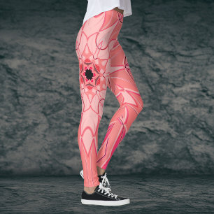Cartoon Mandala Flower Pink Leggings