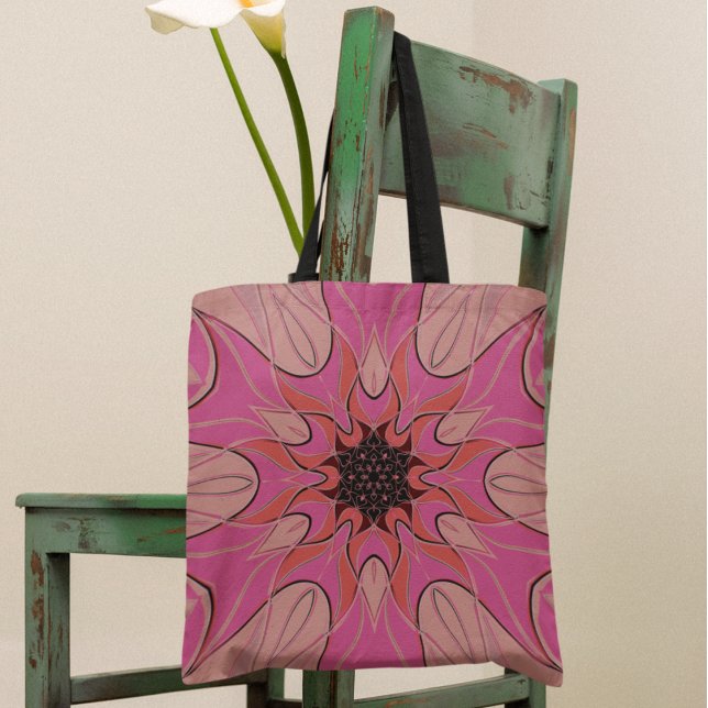 Cartoon Mandala Flower Pink Tote Bag (Creator Uploaded)
