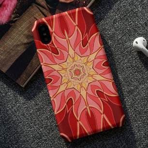 Cartoon Mandala Flower Red and Orange Case-Mate iPhone Case