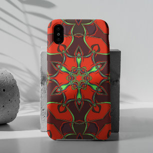 Cartoon Mandala Flower Red and Teal Case-Mate iPhone Case
