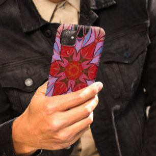Cartoon Mandala Flower Red Blue and Pink Case-Mate iPhone Case