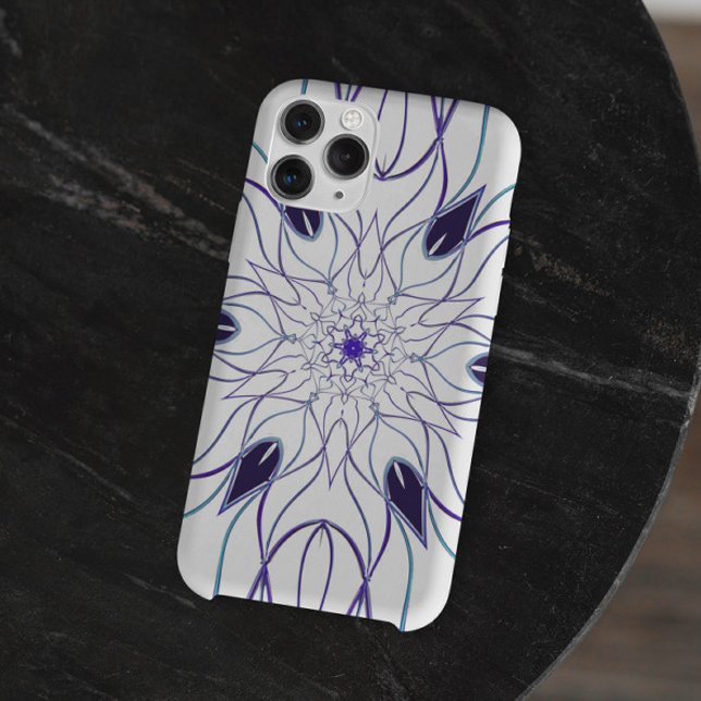Cartoon Mandala Flower White and Purple Case-Mate iPhone Case (Creator Uploaded)